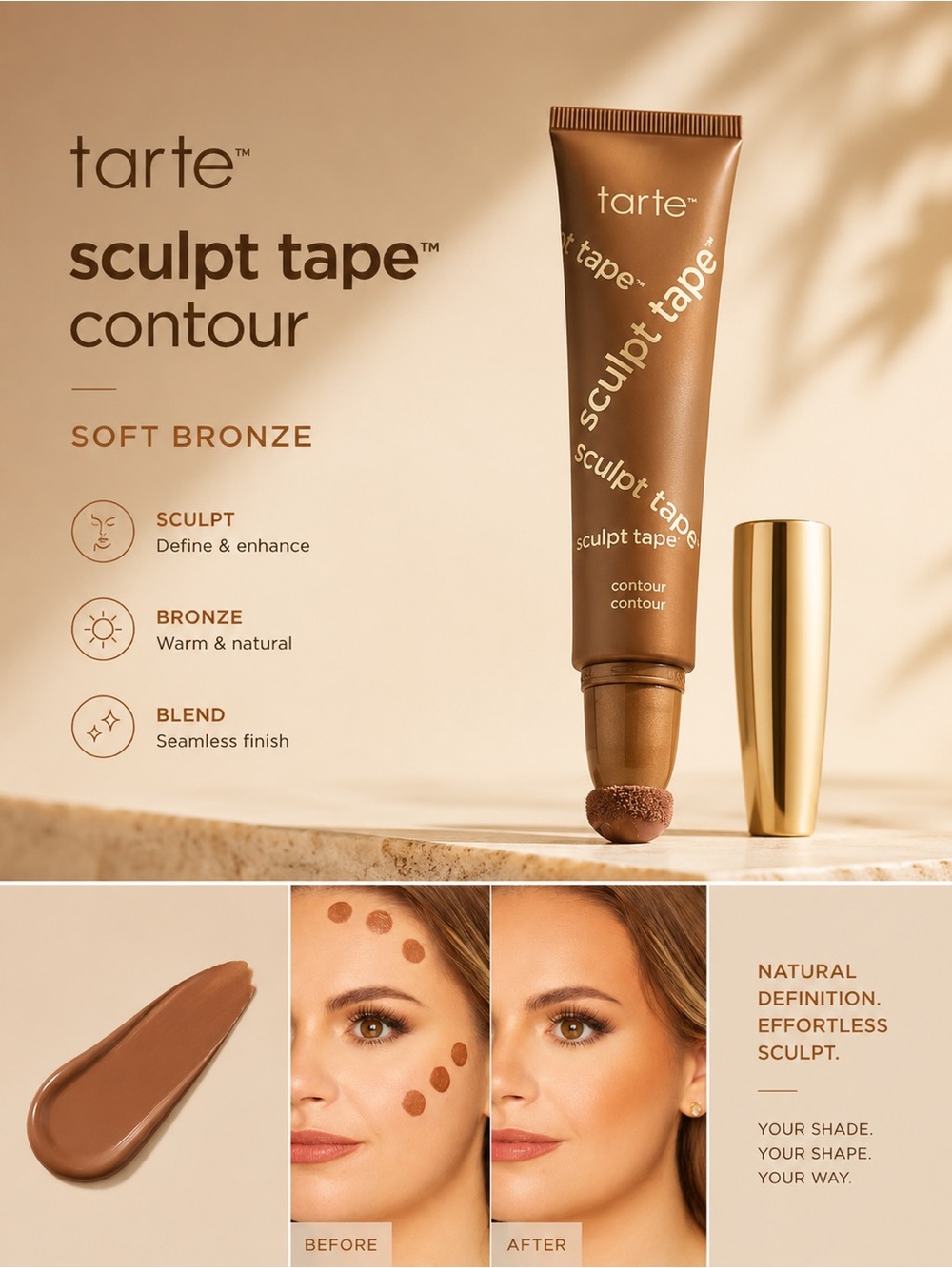 tarte Sculpt Tape Contour Cream Bronzer — Soft Bronze $36